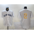 New York Yankees #2 Derek Jeter White AmberGomez Pinstripe Without Name Fashion Cool Base Jersey 2