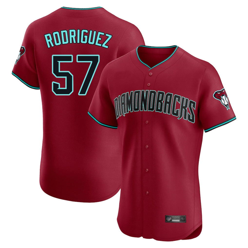 Arizona Diamondbacks #57 Eduardo Rodriguez Player Red AmberGomez Limited Elite Home Game Stitched Jerseys