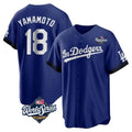 Los Angeles Dodgers #18 Yoshinobu Yamamoto Player Royal AmberGomez World Series City Connect Home Game Stitched Jerseys