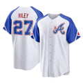 Atlanta Braves #27 Austin Riley Player White AmberGomez City Connect Home Game Stitched Jerseys