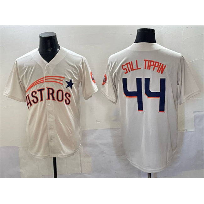 Houston Astros #44 Still Tippin Cream AmberGomez Throwback Cooperstown Collection Limited Stitched Jersey