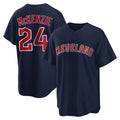 Cleveland Guardians #24 Triston McKenzie Player Navy AmberGomez Game Home Stitched Jerseys
