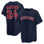 Cleveland Guardians #24 Triston McKenzie Player Navy AmberGomez Game Home Stitched Jerseys