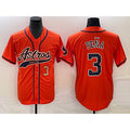 Houston Astros #3 Jeremy Pena Number Orange AmberGomez With Patch Cool Base Stitched Jersey