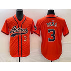 Houston Astros #3 Jeremy Pena Number Orange AmberGomez With Patch Cool Base Stitched Jersey