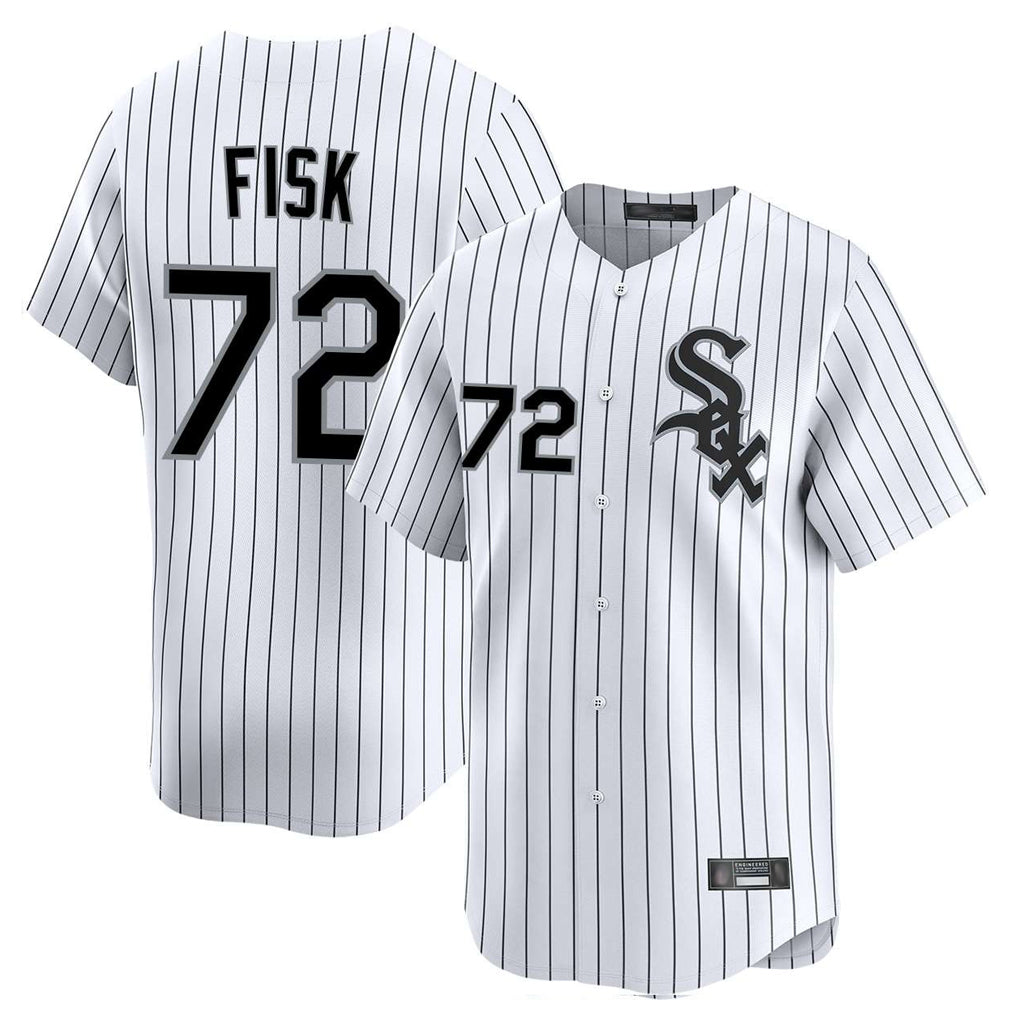 Chicago White Sox #72 Carlton Fisk Player White AmberGomez Stripe Limited Home Stitched Jerseys