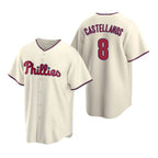 Philadelphia Phillies #8 Nick Castellanos Cream AmberGomez Cool Base Stitched Jersey