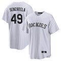 Colorado Rockies #49 Antonio Senzatela Player White AmberGomez Game Home Stitched Jerseys