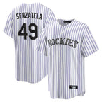 Colorado Rockies #49 Antonio Senzatela Player White AmberGomez Game Home Stitched Jerseys