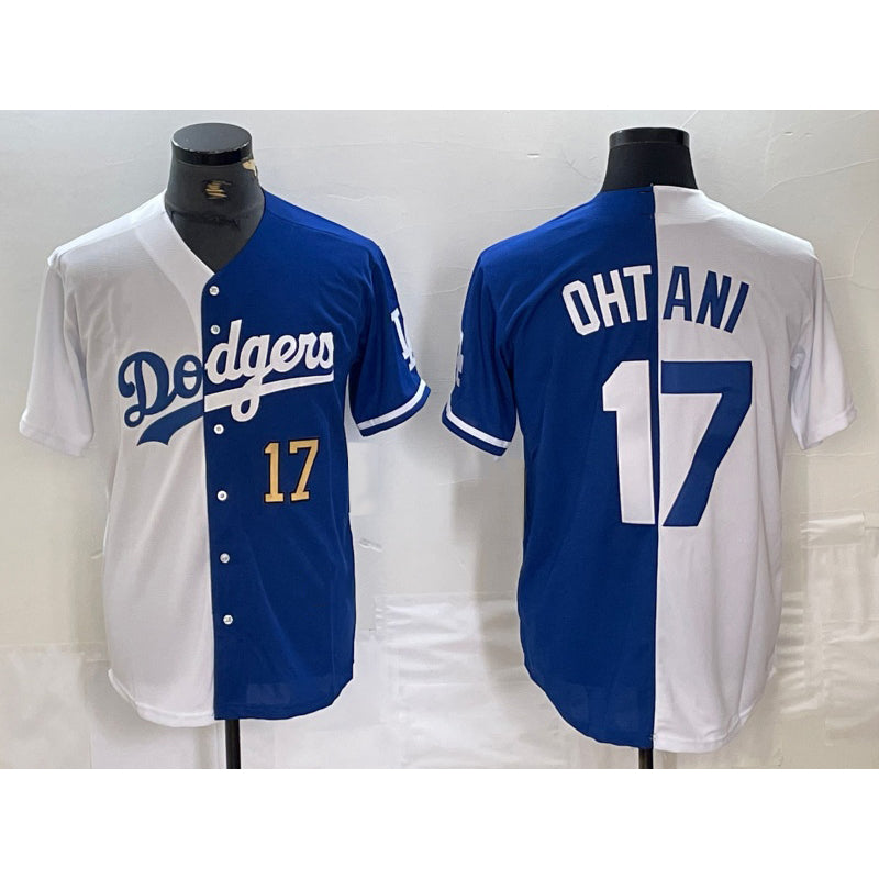 Los Angeles Dodgers #17 Shohei Ohtani Number White Blue AmberGomez Two Tone Stitched Jerseys