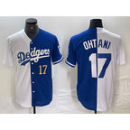 Los Angeles Dodgers #17 Shohei Ohtani Number White Blue AmberGomez Two Tone Stitched Jerseys
