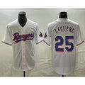 Texas Rangers #25 Jose Leclerc White AmberGomez 2024 Gold Collection Limited Cool Base Jersey