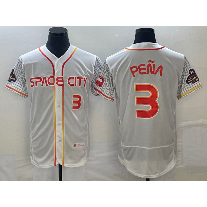 Houston Astros #3 Jeremy Pena Number White AmberGomez 2023 City Connect Flex Base Stitched Jersey 3
