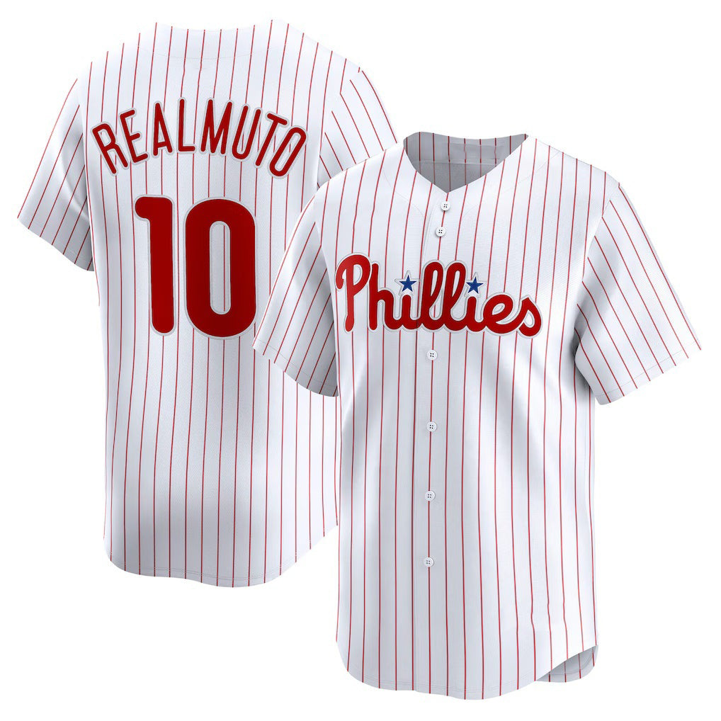Philadelphia Phillies #10 J.T. Realmuto White AmberGomez Home Limited Player Jersey