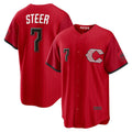 Cincinnati Reds #7 Spencer Steer Red AmberGomez 2026 City Connect Stadium Jersey