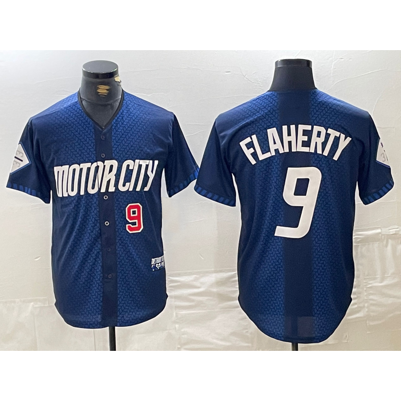 Detroit Tigers #9 Jack Flaherty Number 2024 Navy AmberGomez City Connect Cool Base Limited Stitched Jersey