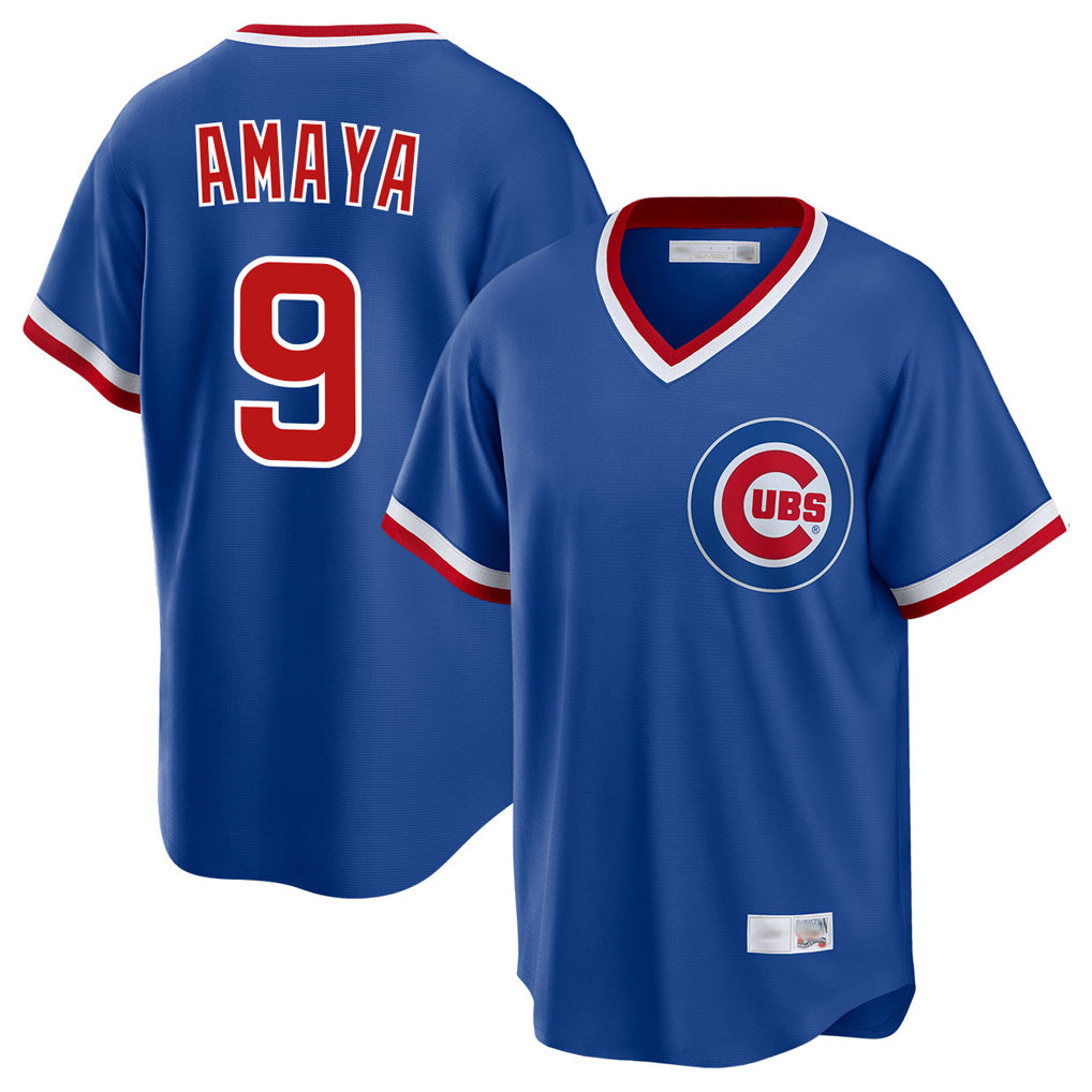 Chicago Cubs #9 Miguel Amaya Player Royal AmberGomez T-shirt Cooperstown Collection Limited Stitched Jerseys