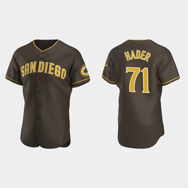 San Diego Padres #71 Josh Hader Brown AmberGomez Road Player FlexBase Jersey