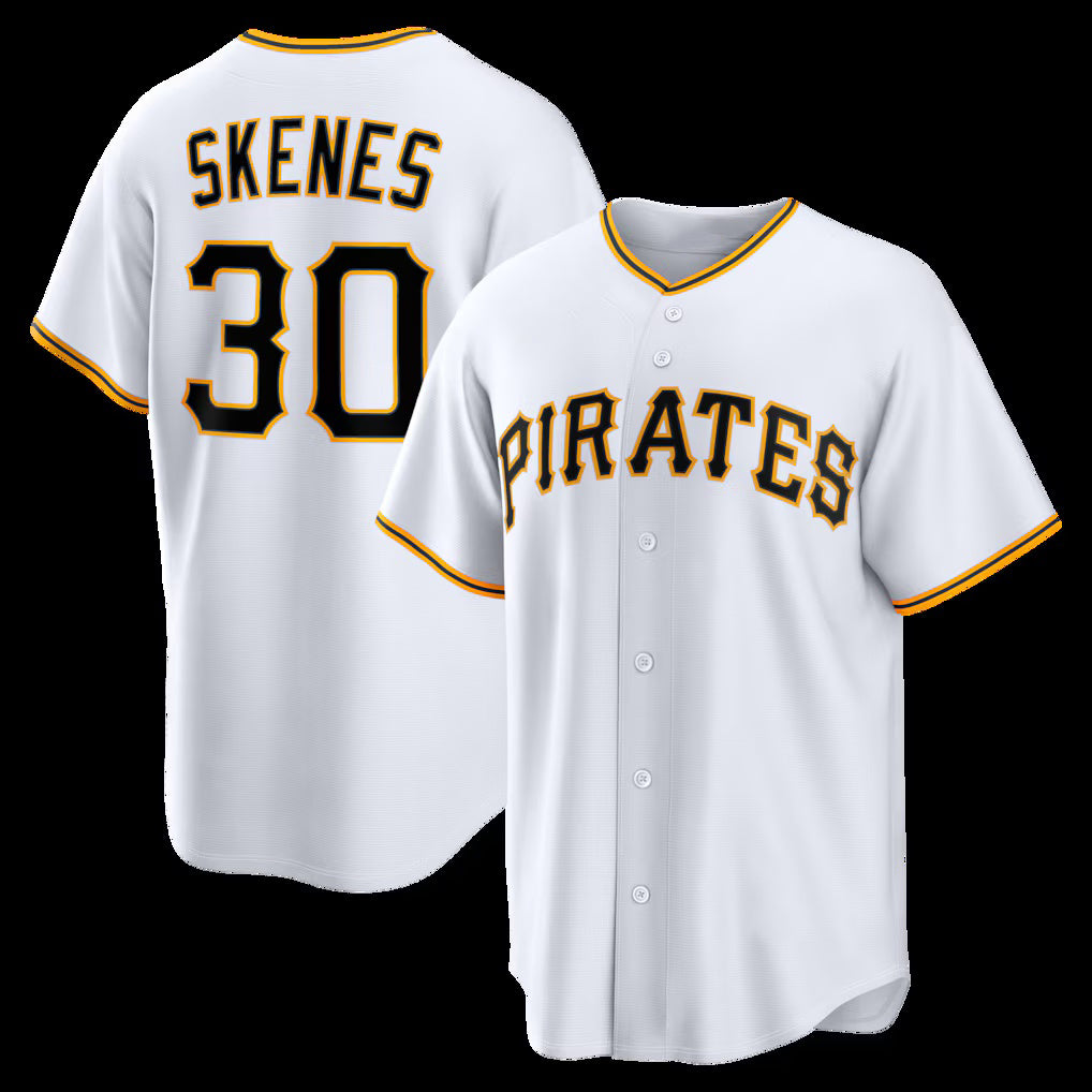 Pittsburgh Pirates #30 Paul Skenes White AmberGomez Home Replica Jersey