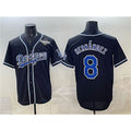 Los Angeles Dodgers #8 Enrique Hern¨¢ndez Black AmberGomez Fashion 2025 World Series Cool Base Stitched Jersey