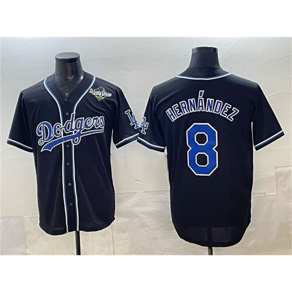 Los Angeles Dodgers #8 Enrique Hern¨¢ndez Black AmberGomez Fashion 2025 World Series Cool Base Stitched Jersey