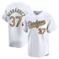 Los Angeles Dodgers #37 Teoscar Hernandez White AmberGomez 2025 Gold Collection Limited Stitched Jersey