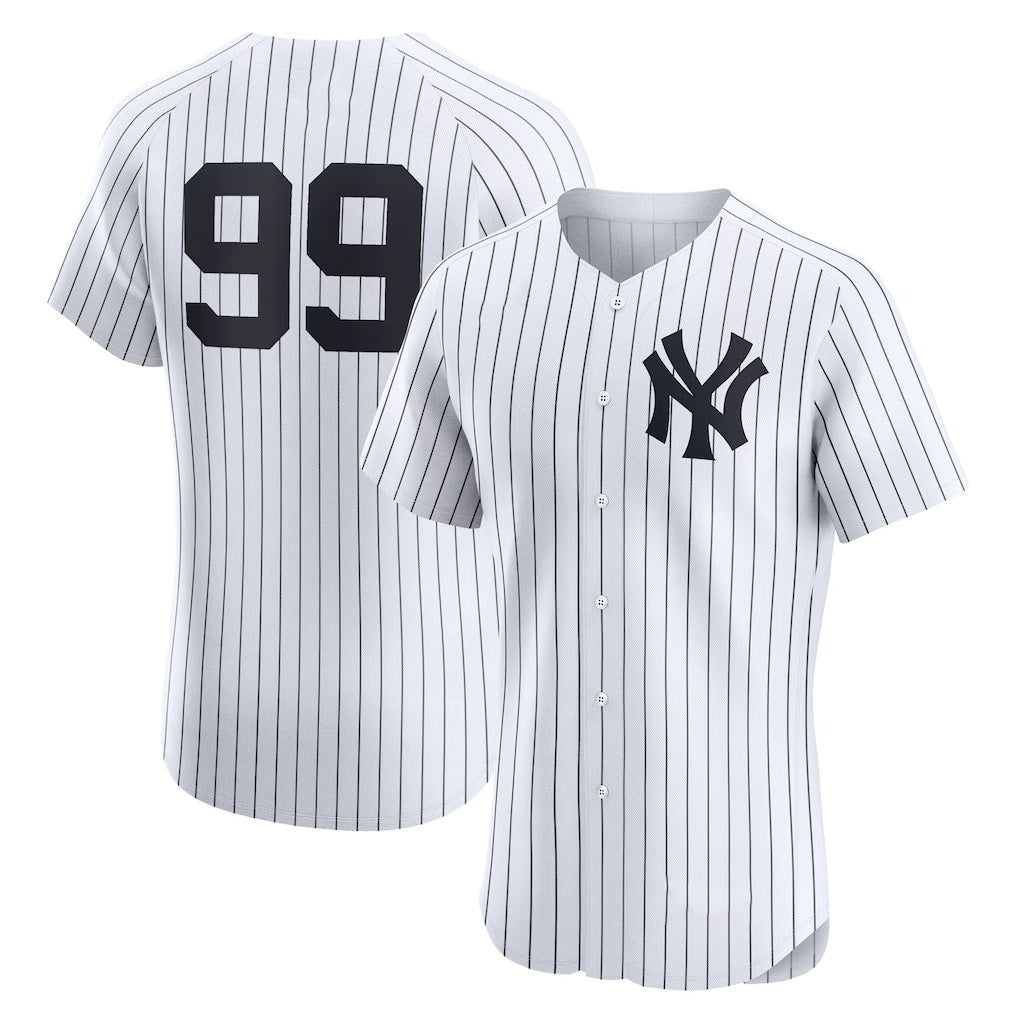 New York Yankees #99 Aaron Judge White AmberGomez Home Elite Player Jersey