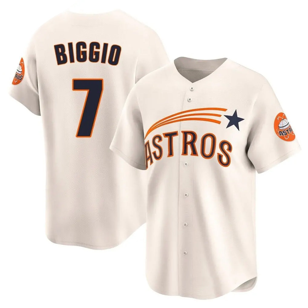 Houston Astros #7 Craig Biggio Player Cream AmberGomez Throwback Cooperstown Collection Limited Stitched Jerseys