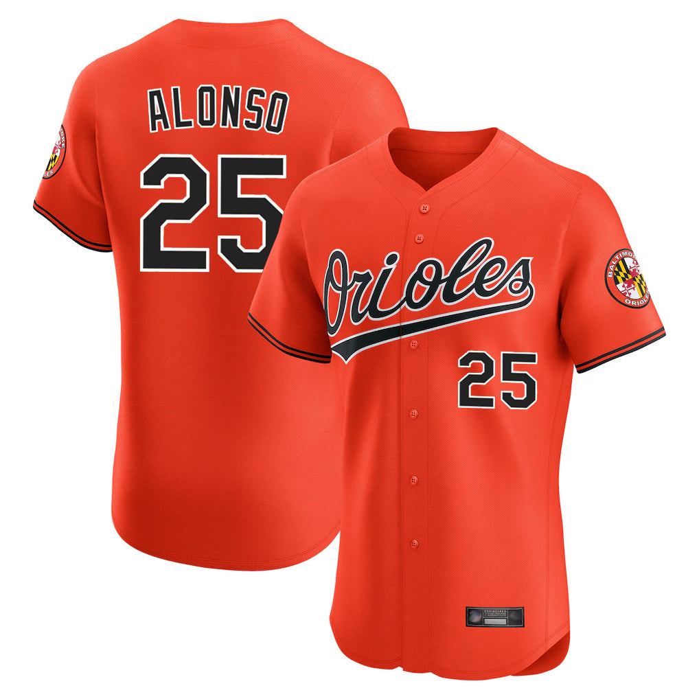 Baltimore Orioles #25 Pete Alonso Player Orange AmberGomez Limited Elite Home Game Stitched Jerseys
