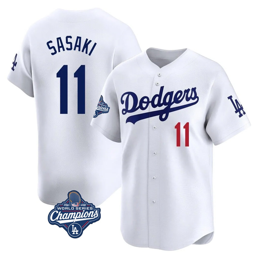 Los Angeles Dodgers #11 Roki Sasaki Player White AmberGomez World Series Meet Limited Home Stitched Jerseys