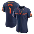Houston Astros #1 Carlos Correa Player Navy AmberGomez City Connect Limited Elite Home Stitched Jerseys
