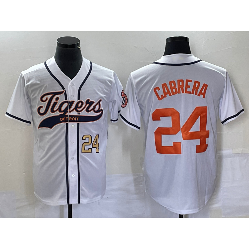 Detroit Tigers #24 Miguel Cabrera Number White AmberGomez Cool Base Stitched Jersey