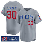 Chicago Cubs #30 Kyle Tucker Gray AmberGomez 'Ryne Sandberg Tribute' Vapor Limited V3 Stitched Jersey