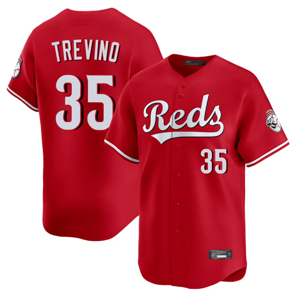 Cincinnati Reds #35 Jose Trevino Player Red AmberGomez Home Limited Stitched Jerseys