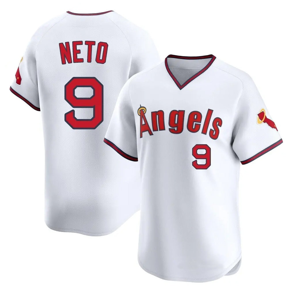 Los Angeles Angels #9 Zach Neto Player White AmberGomez T-shirt Home Limited Stitched Jerseys
