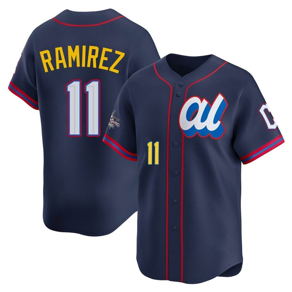 Cleveland Guardians #11 Jose Ramirez Player Navy AmberGomez American League All-Star Edition Limited Home Stitched Jerseys