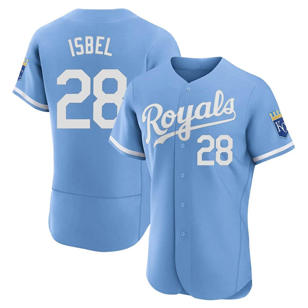 Kansas City Royals #28 Kyle Isbel Player Light Blue AmberGomez Alt Limited Elite Home Stitched Jerseys