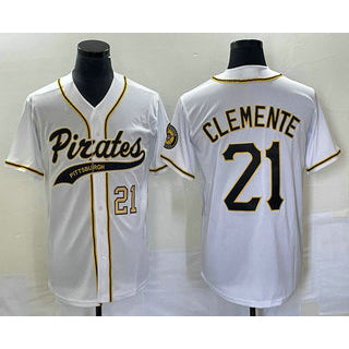 Pittsburgh Pirates #21 Roberto Clemente Number White AmberGomez Cool Base Stitched Jersey