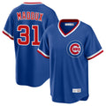 Chicago Cubs #31 Greg Maddux Player Royal AmberGomez T-shirt Cooperstown Collection Limited Stitched Jerseys