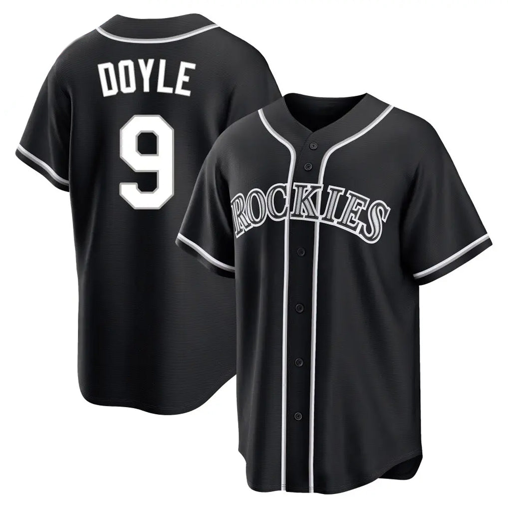 Colorado Rockies #9 Brenton Doyle Player Black AmberGomez Fashion Out Home Game Stitched Jerseys