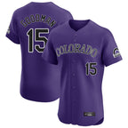 Colorado Rockies #15 Hunter Goodman Player Purple AmberGomez Limited Elite Home Stitched Jerseys