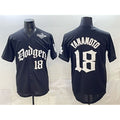Los Angeles Dodgers #18 Yoshinobu Yamamoto Black AmberGomez 2025 LA Gothic Style With 2025 World Series Patch Vapor Premier Limited Stitched Jersey
