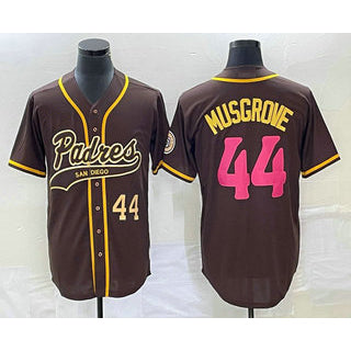 San Diego Padres #44 Joe Musgrove Number Brown AmberGomez NEW 2023 City Connect Cool Base Stitched Jersey