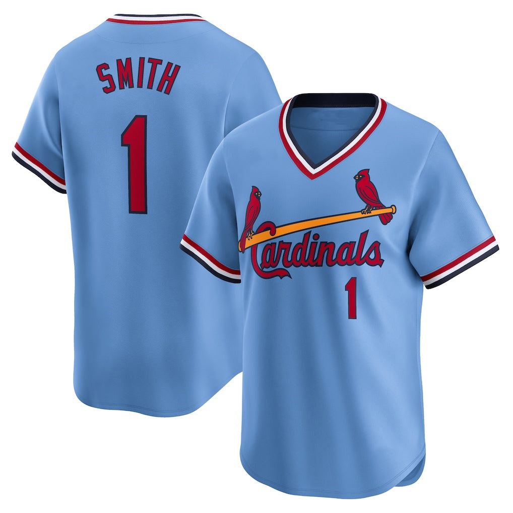 St. Louis Cardinals #1 Ozzie Smith Royal AmberGomez Throwback Cooperstown Limited Jersey
