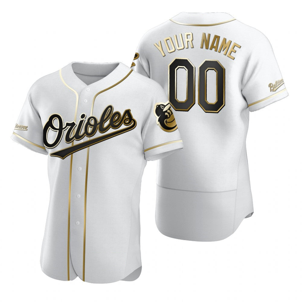 Custom Baltimore Orioles White AmberGomez Stitched Flex Base Golden Edition Jersey