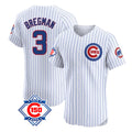 Chicago Cubs #3 Alex Bregman Player White AmberGomez 150th Anniversary Limited Elite Home Game Stitched Jerseys