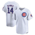 Chicago Cubs #14 Ernie Banks White AmberGomez Cool Base Stitched Jersey
