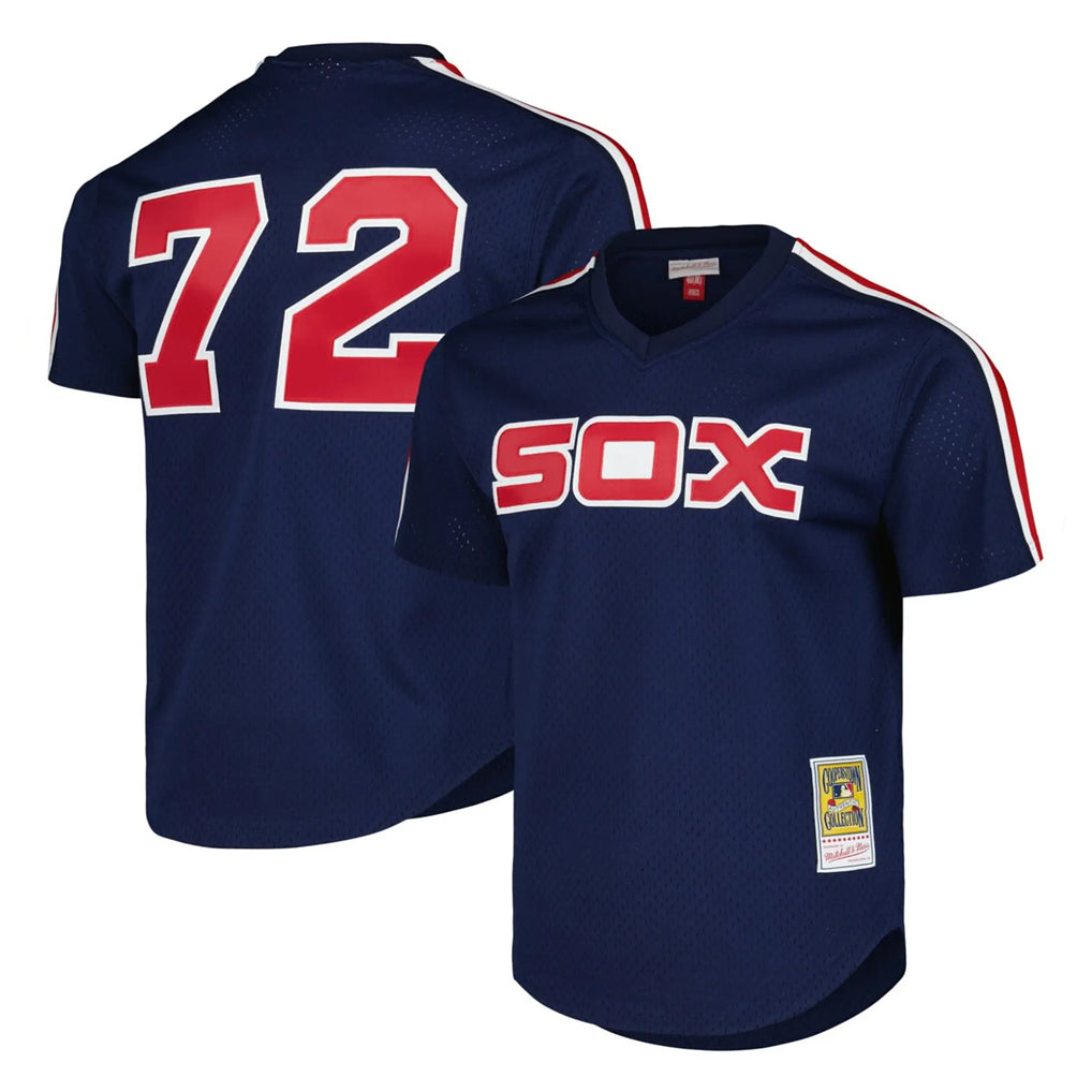 Chicago White Sox #72 Carlton Fisk Player Navy AmberGomez Mitchell & Ness Cooperstown Collection Mesh Game Stitched Jerseys