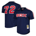 Chicago White Sox #72 Carlton Fisk Player Navy AmberGomez Mitchell & Ness Cooperstown Collection Mesh Game Stitched Jerseys