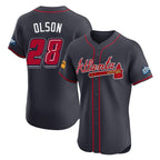 Atlanta Braves #28 Matt Olson Player Navy AmberGomez 2025 Speedway Classic Limited Elite Home Game Stitched Jerseys